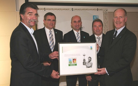 Heiner Brand, Botschafter; Hans Joachim Nothelfer, Aufsichtsratsvorsitzender RC Deutschland GmbH; Florian Bruhns, Gesch�ftsf�hrer RC Deutschland GmbH; Erwin Langer, Beiratsvorsitzender; Peter Scherkamp, Generaldirektor Wittelsbacher Ausgleichsfonds (vlnr)
